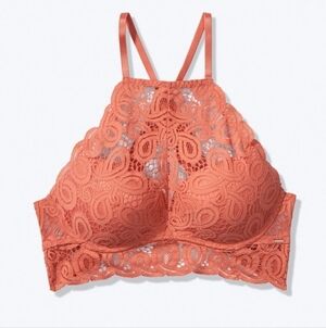 victoria secret Lace Halter Bralette - Coral